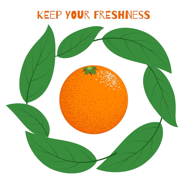 Vector veganistisch voedsel concept oranje fruit illustratie
