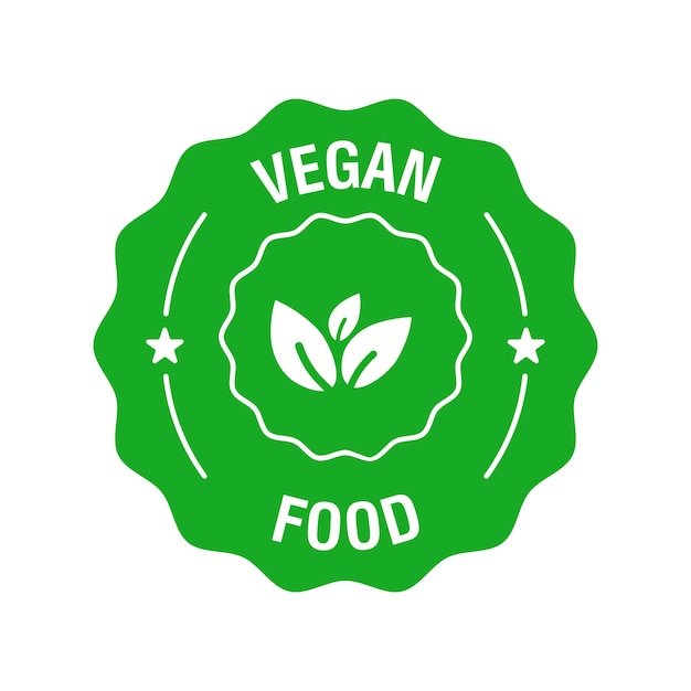 Veganistisch voedsel vectorpictogram Vegetarisch biologisch voedsel label badge met blad Groen natuurlijk veganistisch symbool