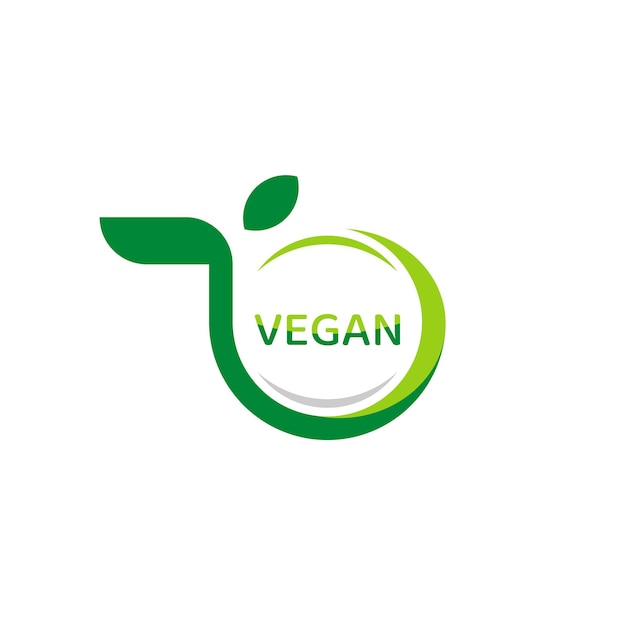 Veganistisch voedseletiket, biologisch logo met cirkelbladsymbool