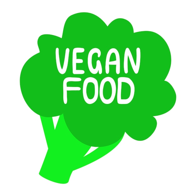 Vector veganistisch voedsellabel broccoli veganistisch pictogram gezond eco biologisch groentelogo platte vectorillustratie