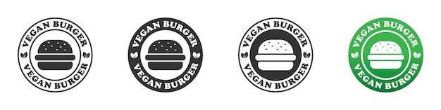 Veganistische hamburger pictogrammenset vectorillustratie