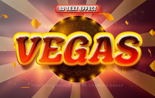 Vegas glanzende 3d bewerkbare teksteffectstijl