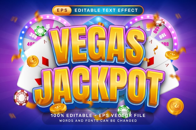 Vegas jackpot 3D tekst effect en bewerkbare tekst effect met een illustratie van een spin loterij machine