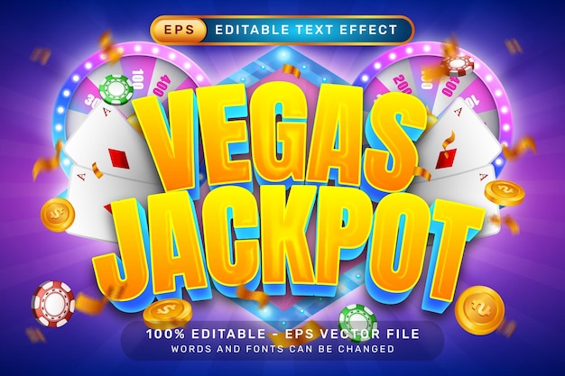 Vegas jackpot 3D tekst effect en bewerkbare tekst effect met een illustratie van een spin loterij machine