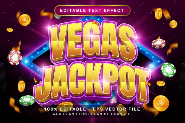 Vegas jackpot 3D tekst effect en bewerkbare tekst effect met lichte achtergrond