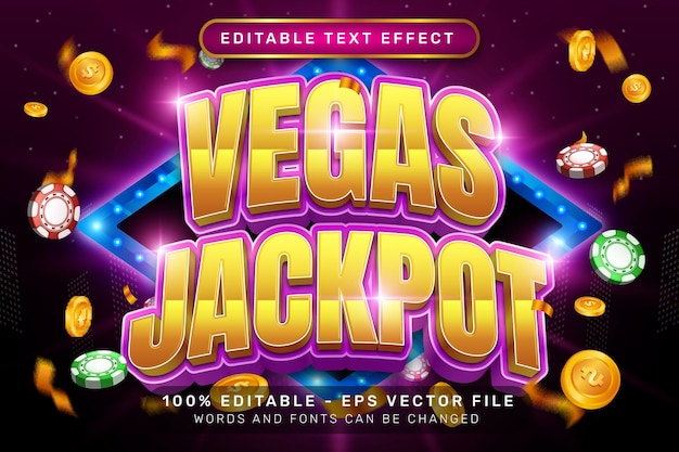 Vector vegas jackpot 3d tekst effect en bewerkbare tekst effect met lichte achtergrond