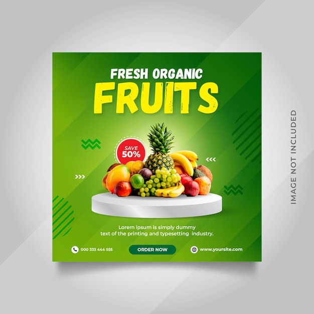 野菜と果物の食料品配達ソーシャルメディアinstagram投稿テンプレート