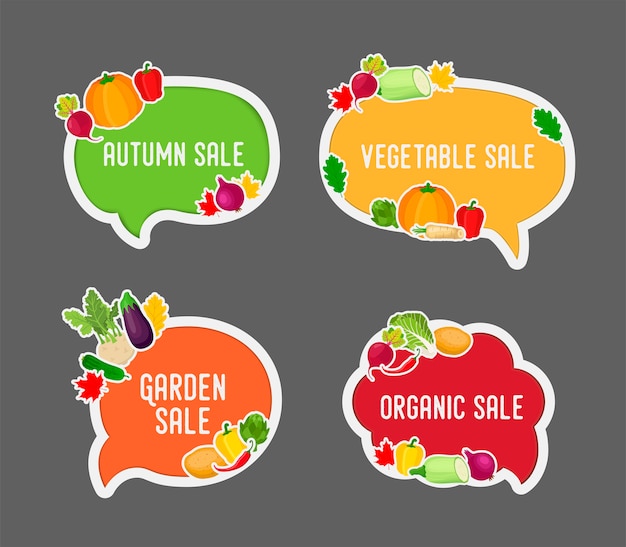 Vegetable autumn sale in bubble speech