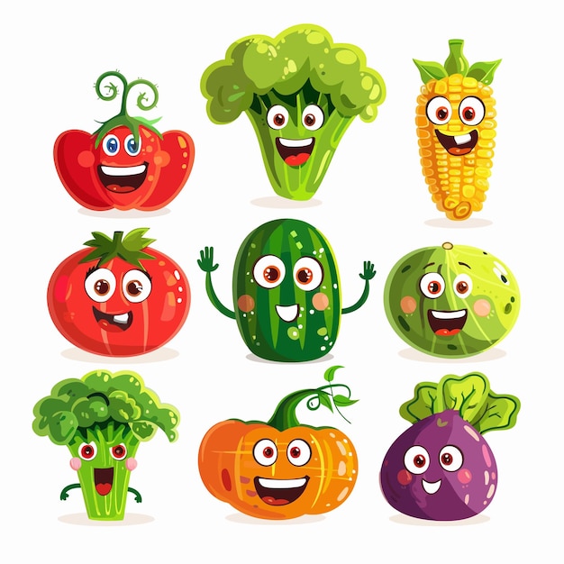 Vector vegetable_characterscartoon_cute_fresh_organic