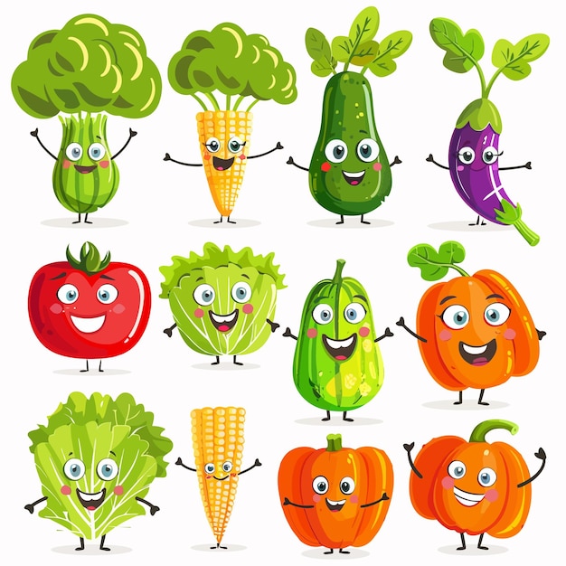 Vector vegetable_characterscartoon_cute_fresh_organic