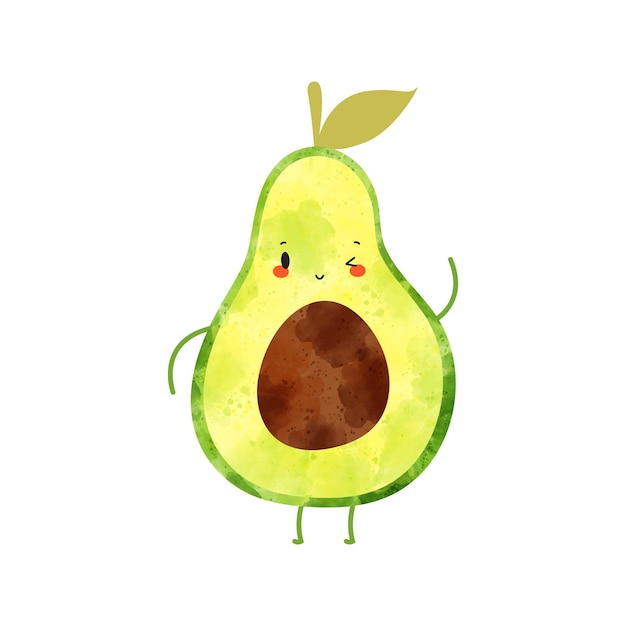 Vegetable cute characters Green avocado sticker