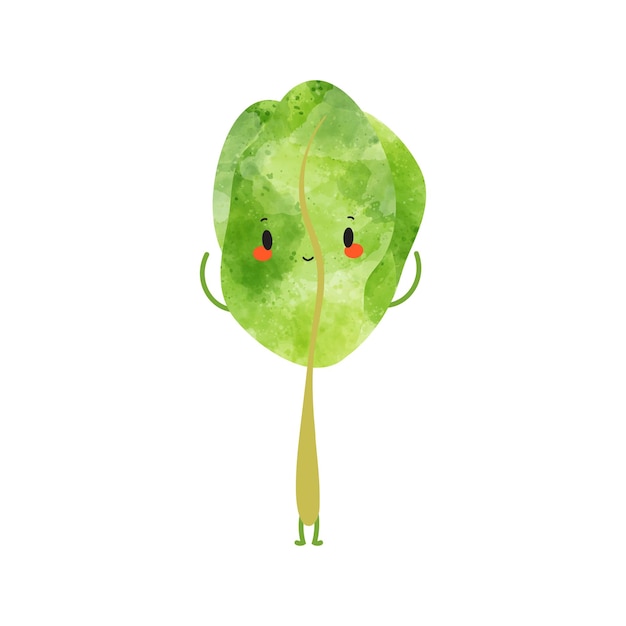 Vegetable cute characters Green lettuce sticker