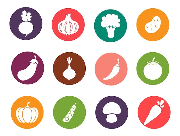 Vector vegetable flat vector icon set