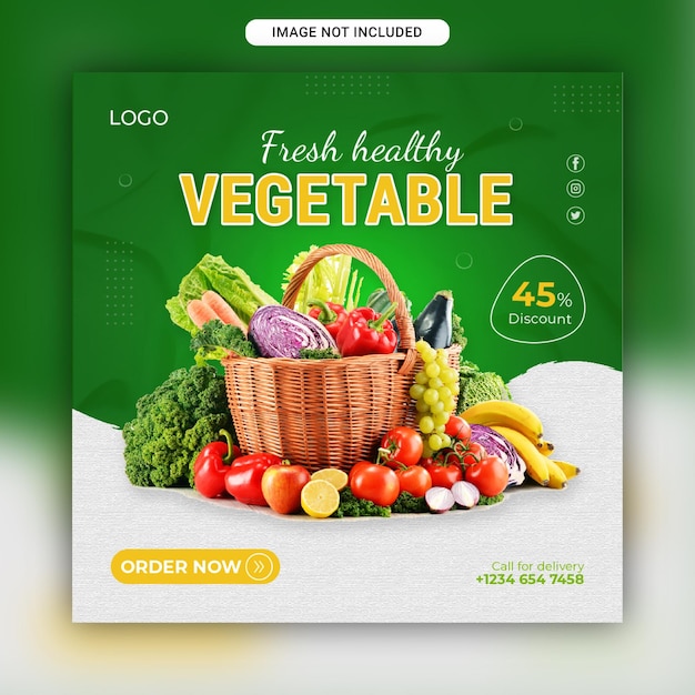 Vegetable food social media and Instagram post design template