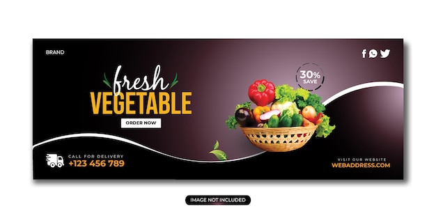 Vegetable and fruit grocery delivery social media post Facebook cover web banner template