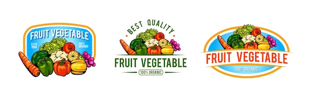 Vegetable and fruit logo template design