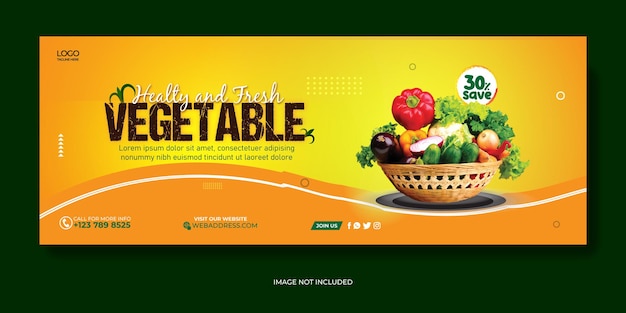 Vector vegetable and grocery delivery promotion facebook cover web banner social media post template