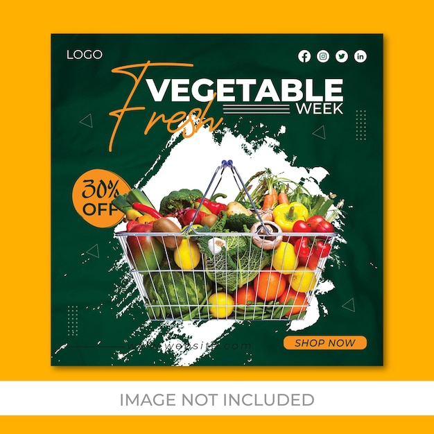 Vector vegetable and grocery delivery promotion instagram social media post template