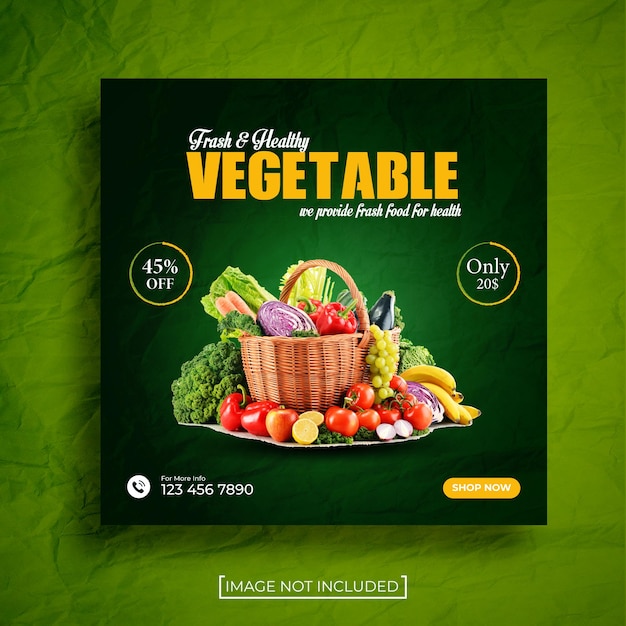 Vegetable and grocery social media banner design template