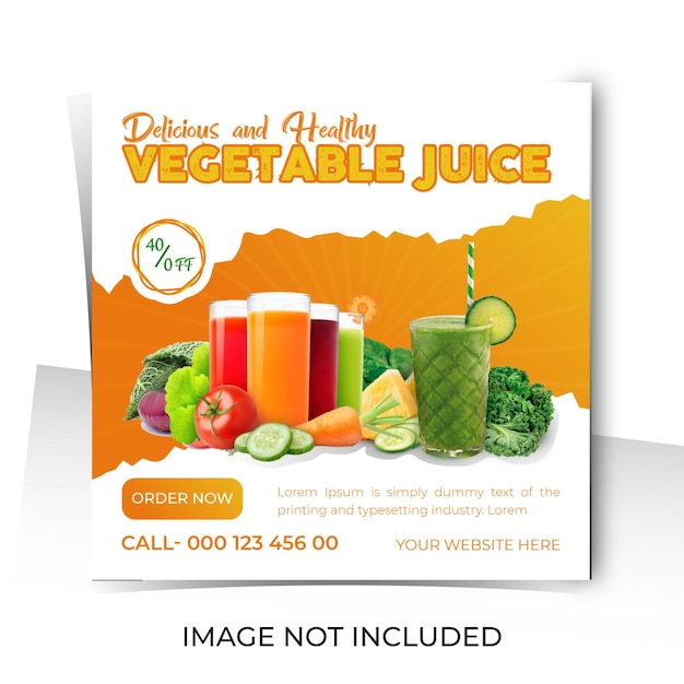 Vegetable juice service for social media post or web banner template, premium vector design