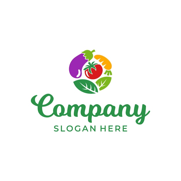 Vector vegetable logo design template