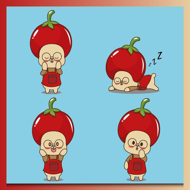 Vegetable mascot vector design set