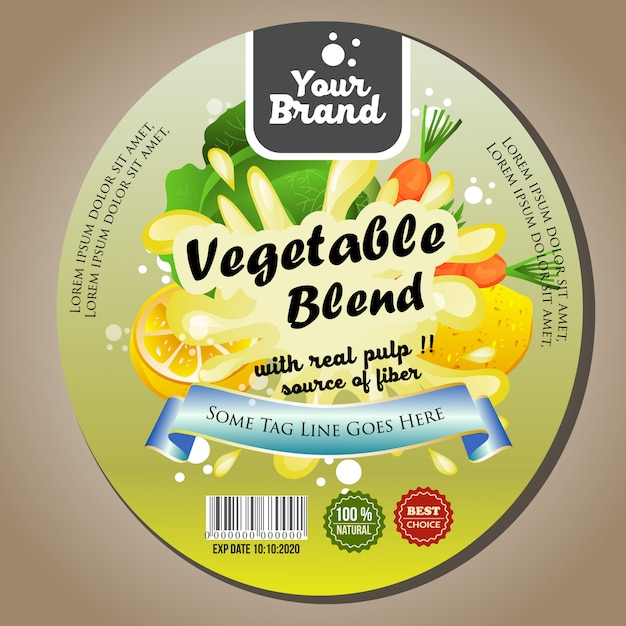 Vector vegetable mixed label sticker