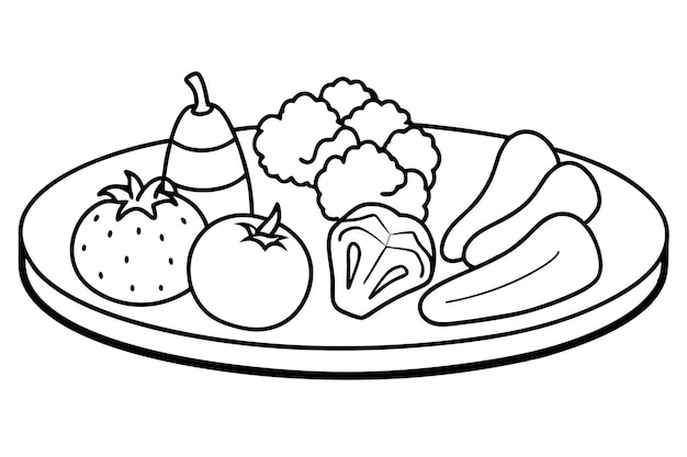 Vegetable platter line art design fresh artwork