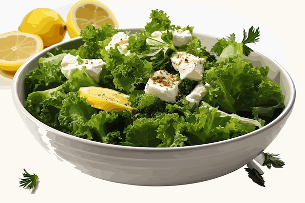 Vector vegetable salad and white goat cheese fruit vector and illustraion for your vast quality