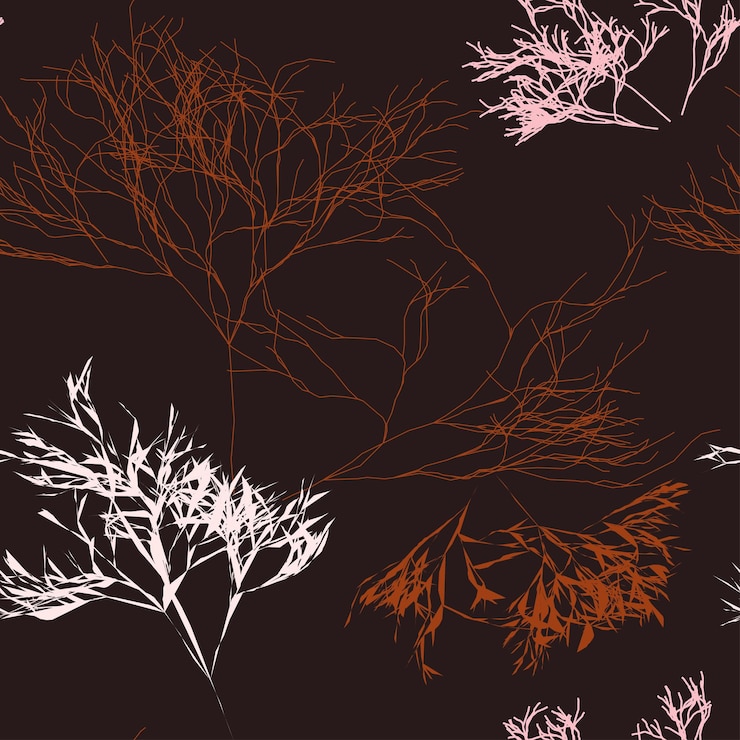 Vector vegetable seamless pattern with twigs theme for decorative print on wallpaper