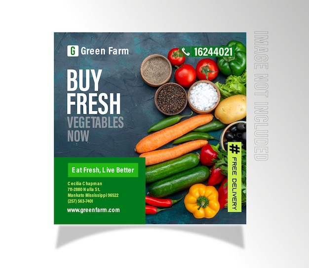 Vector vegetable shop sell social media post design