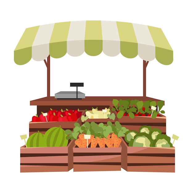 Vegetable stand semi flat color vector object