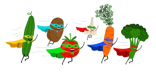 Vector vegetable super heroes