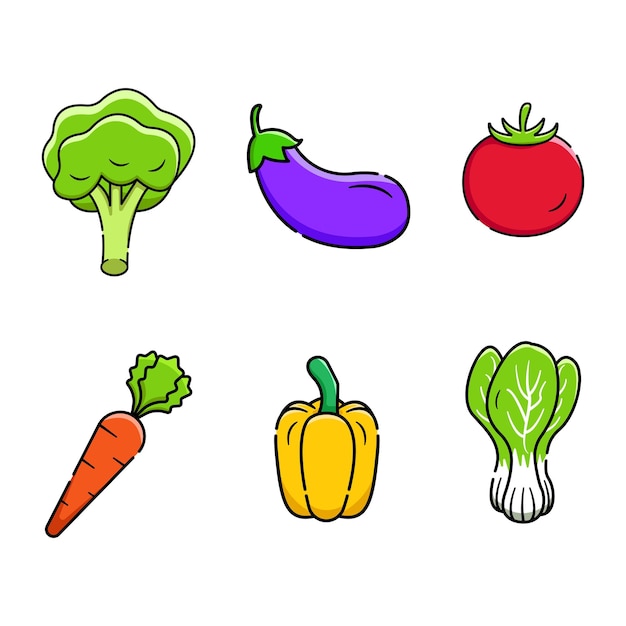 Set di disegno vettoriale vegetale ingredienti da cucina