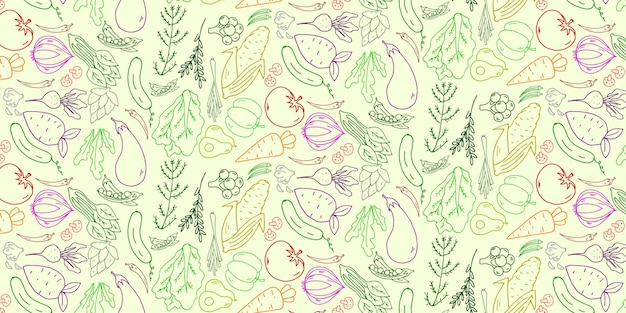 野菜ベクトル手描きパターン