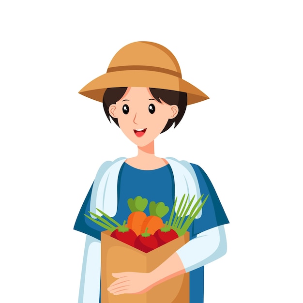 Vegetable vendors character design illustration