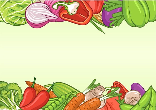 Vector vegetables background with text space, organic food poster, vegetables background