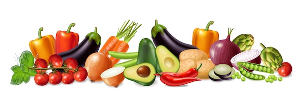 Vector vegetables banner collection