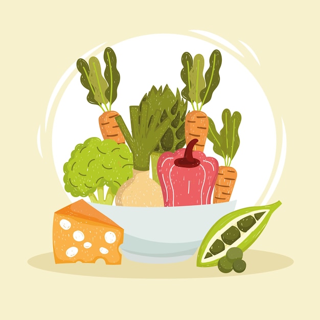 vegetables cheese and bowl