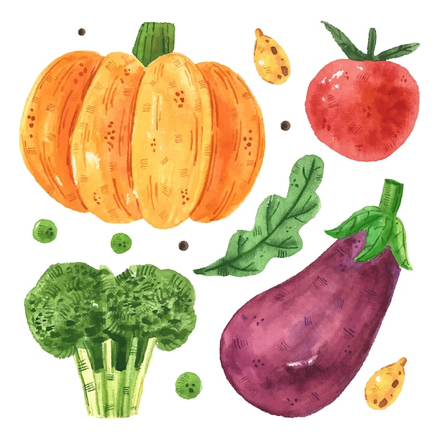 Vegetables clip art, set.