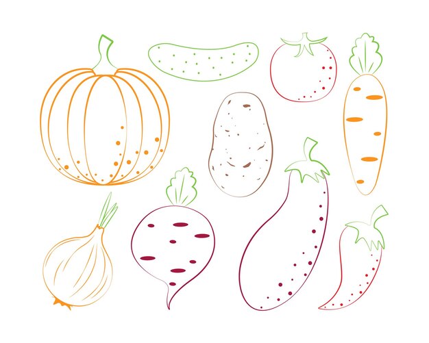 Vector vegetables coloring book a children s coloring book featuring fruits such as pumpkin carrots peppers