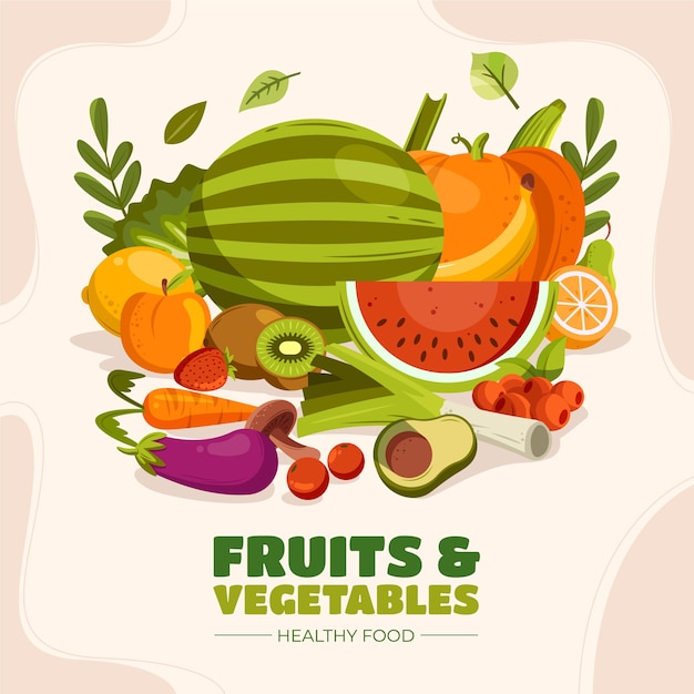 Vegetables composition in flat design