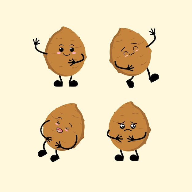 vegetables cute cartoon jerusalem artichoke with different emotions