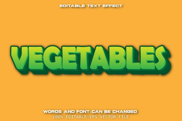 Vegetables Editable Text Effect Cartoon Style