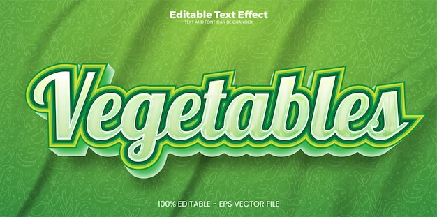 Редактируемый текстовый эффект овощей в современном трендовом стиле