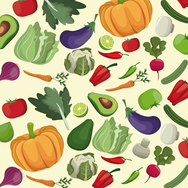 Vegetables fresh ingredients seamless pattern 