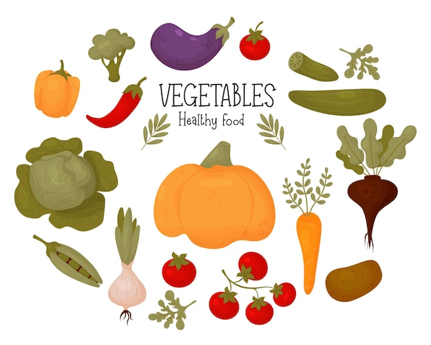 vegetables Healthy food tomatoes pumpkin eggplant pepper peas with carrot cucumbers beetroot cabbage