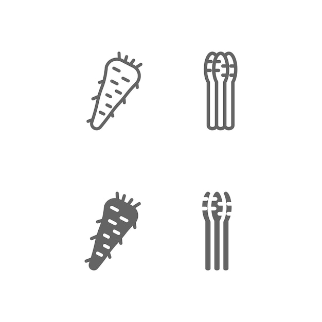 Vector vegetables icon design vector symbol set horseradish and asparagus