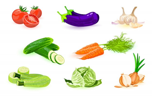 vegetables icons set