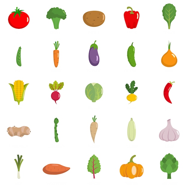 Vegetables icons set